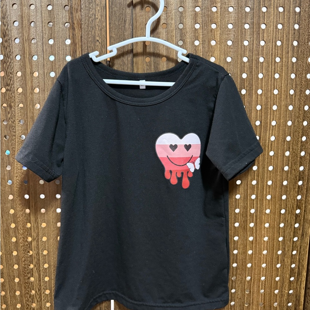 Kids Black Heart Graphic T-Shirt